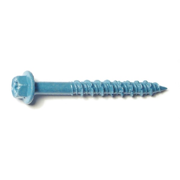 Torquemaster Masonry Screw, 5/16" Dia., Hex, 2 3/4 in L, Steel Blue Ruspert, 50 PK 51218